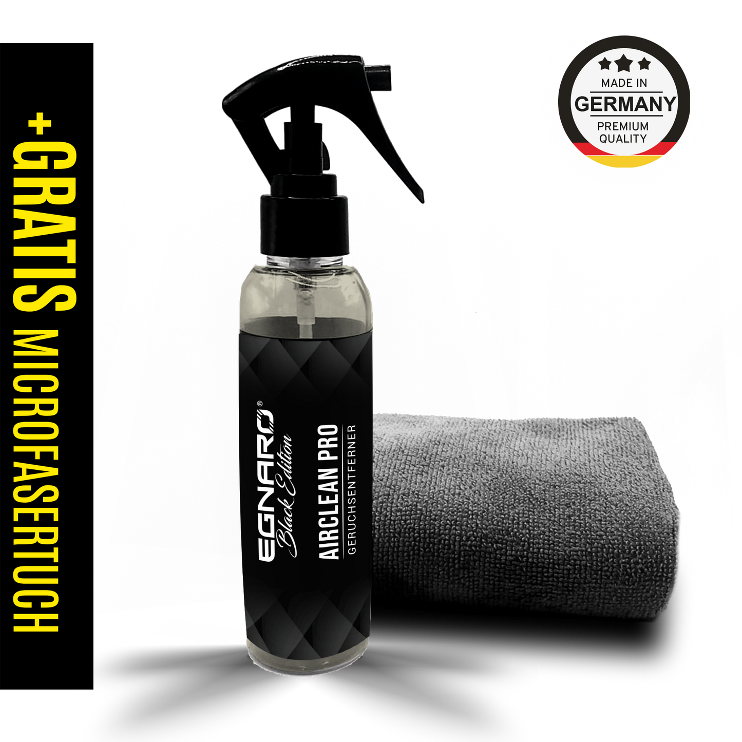 Airclean Pro - Geruchsentferner Spray - mit Gratis Mikrofasertuch - Egnaro