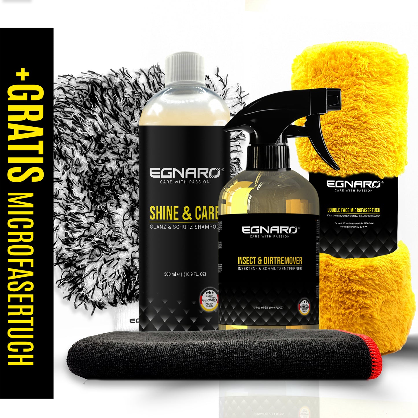 Handwäsche Spar Set - Premium - mit Gratis Mikrofasertuch - Versand kostenlos - Egnaro
