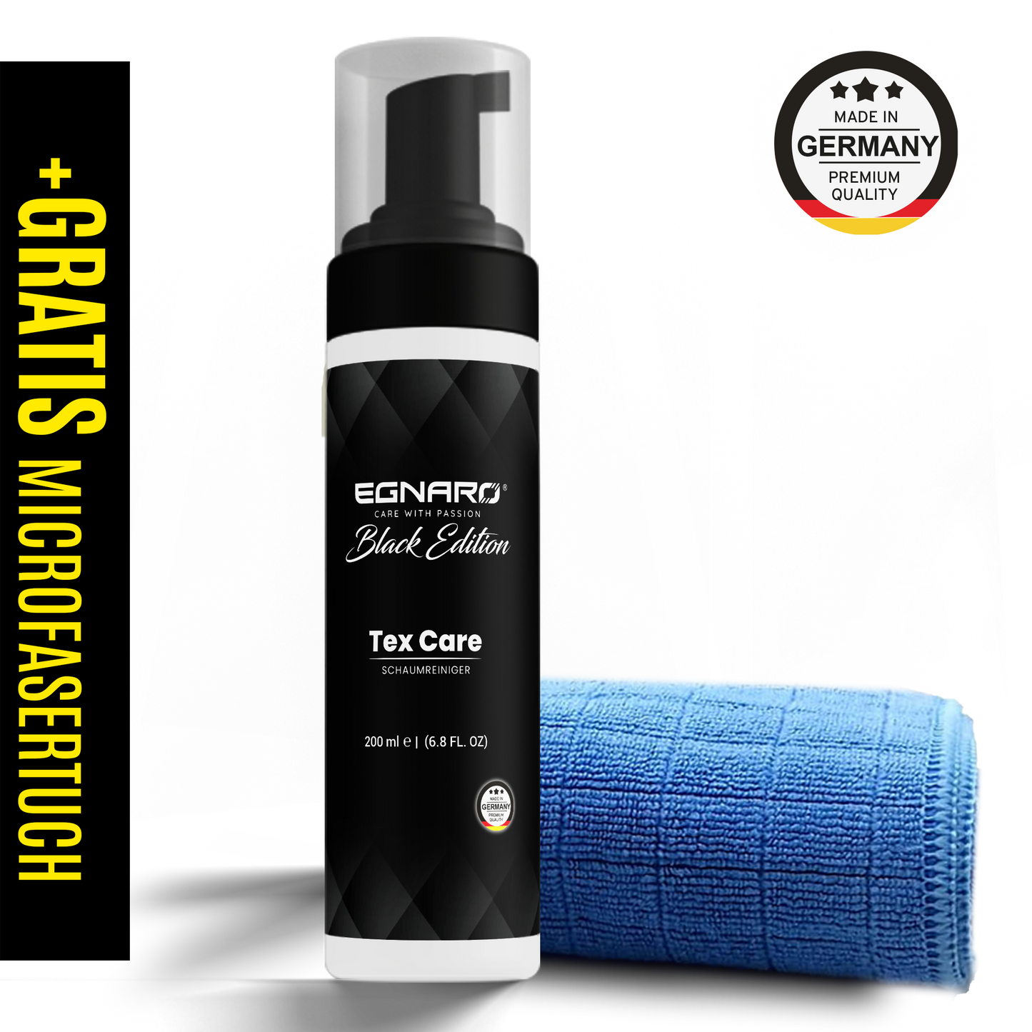 Tex Care Schaumreiniger - mit Gratis Mikrofasertuch - Egnaro