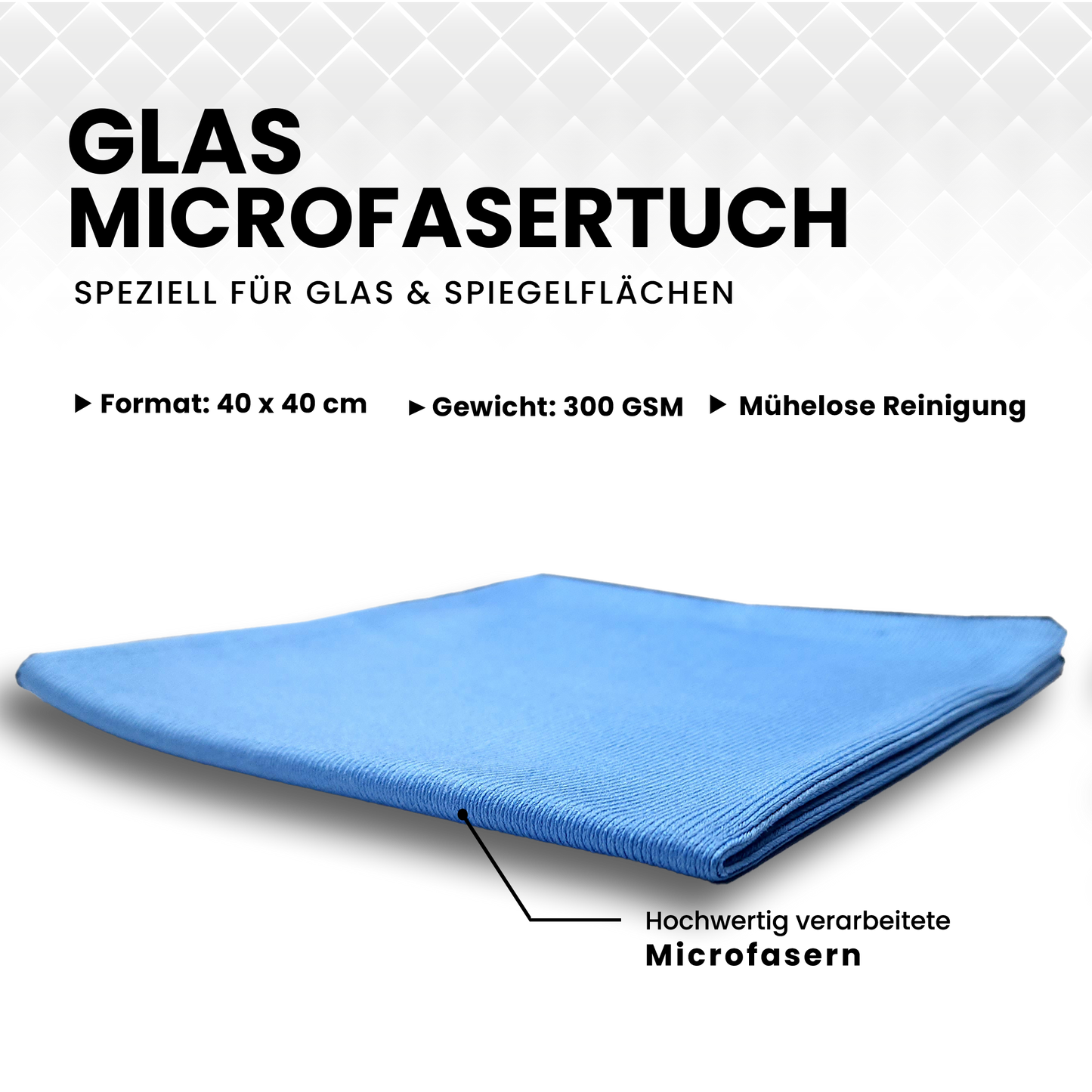 Glas Microfasertuch 300 GSM 4er Pack